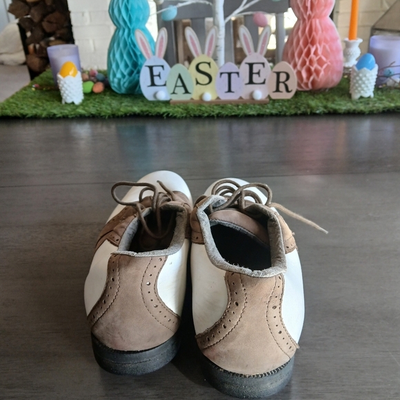 Nike Zoomair Whute and Brown Golf Shoes Size 7.5 Like New Spot On Toe - Picture 3 of 5